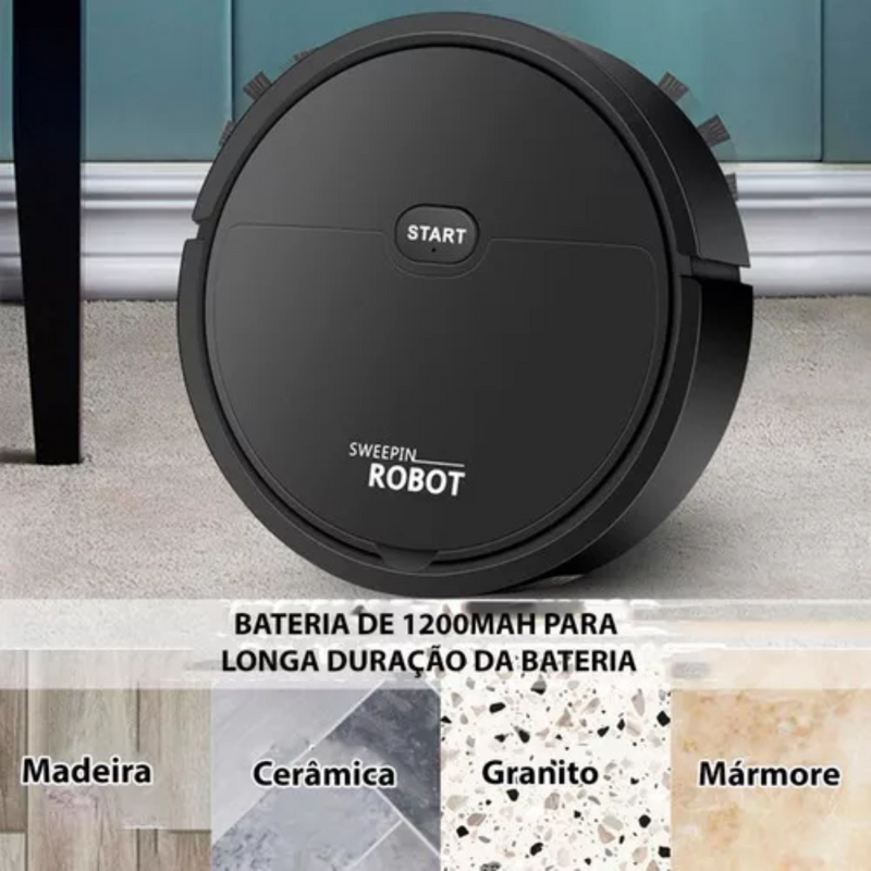 Robô Aspirador 2 Em 1 Aspira E Passa Pano Recarregável Usb -